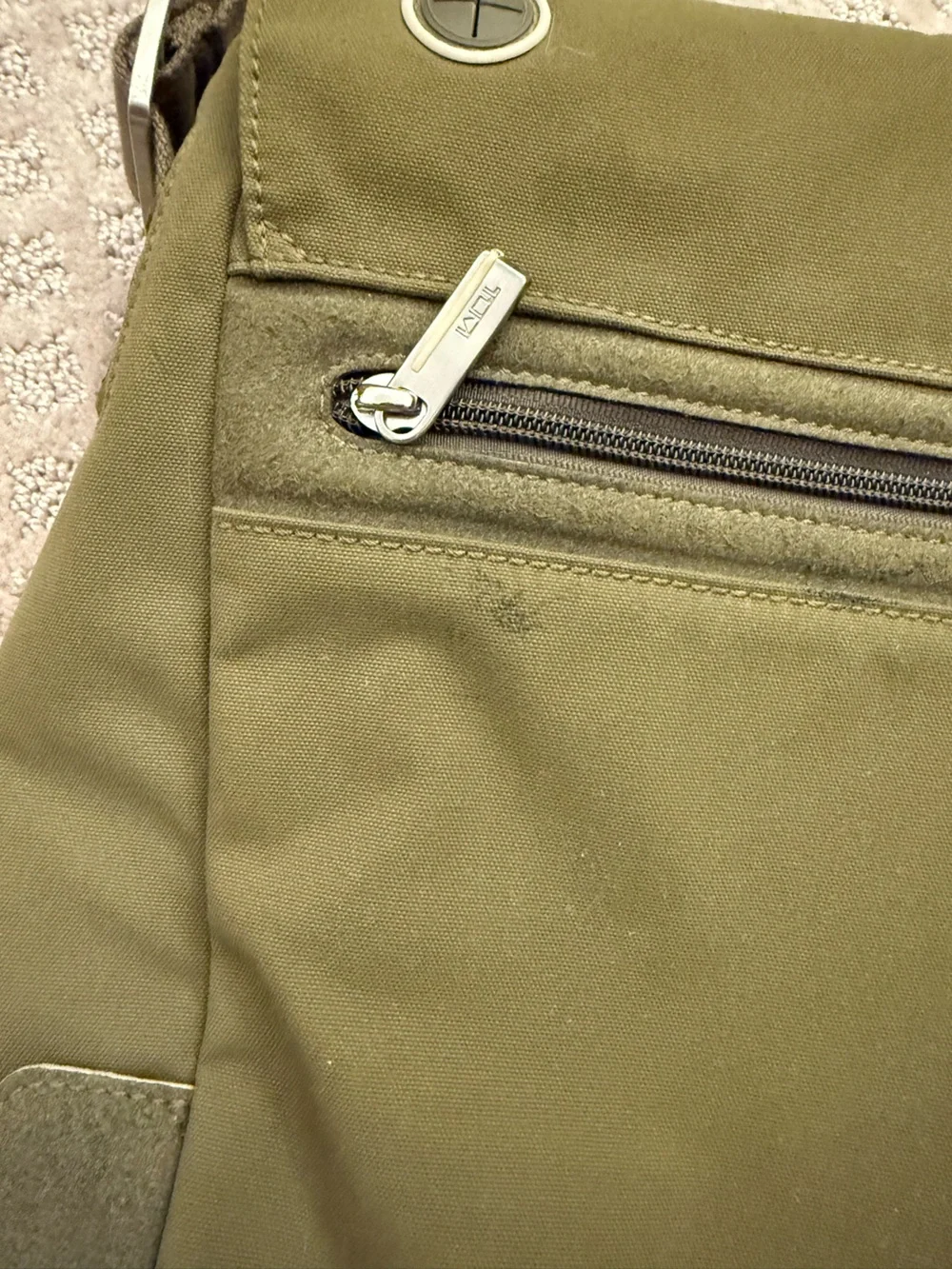 Tumi Olive Green Nylon Messenger Crossbody Laptop Travel Shoulder Bag